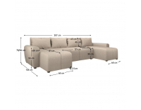 Rohová sedačka U s rozkladom Delin U Uni L/P - béžová