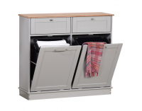 Výklopná skrinka s odpadkovým košom Delins Typ 2 - sivá / bambus