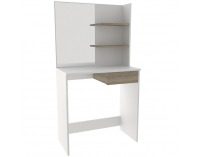 Toaletný stolík s lavicou Denosa - biela / dub sonoma