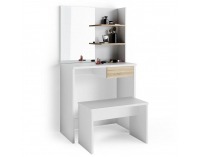 Toaletný stolík s lavicou Denosa - biela / dub sonoma