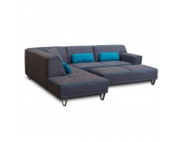 Rohová sedačka s rozkladom Derba L - tmavosivá / petrolejová