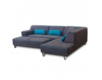 Rohová sedačka s rozkladom Derba P - tmavosivá / petrolejová