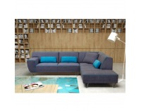 Rohová sedačka s rozkladom Derba P - tmavosivá / petrolejová