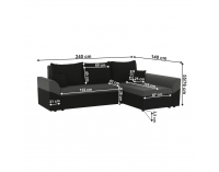 Rohová sedačka s rozkladom a úložným priestorom Desny L/P - čierna / sivá