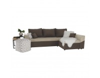 Rohová sedačka s rozkladom a úložným priestorom Desny L/P - hnedá / béžová