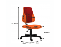 Detská stolička na kolieskach Randal - oranžová / červená / čierna