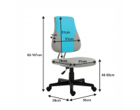 Detská stolička na kolieskach Randal - sivá / modrá / čierna