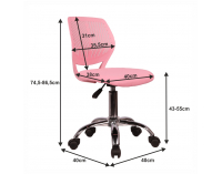 Detská stolička na kolieskach Selva - ružová / chróm
