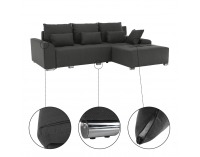 Rohová sedačka s rozkladom a úložným priestorom Devlin L/P - tmavosivá