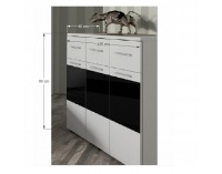 Trojdverová komoda Devon New - biela / čierny lesk