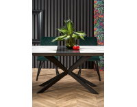 Rozkladací jedálenský stôl Diesel - biely mramor / tmavosivá / čierna