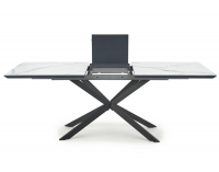 Rozkladací jedálenský stôl Diesel - biely mramor / tmavosivá / čierna