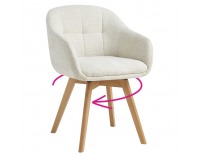 Otočné jedálenské kreslo Dimer - krémová / buk