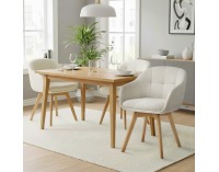 Otočné jedálenské kreslo Dimer - krémová / buk