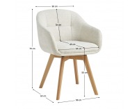 Otočné jedálenské kreslo Dimer - krémová / buk