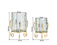 Sklenený svietnik (2 ks) Dinem - zlatá