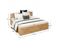 Manželská posteľ s kovovým roštom Doli 180x200 cm - dub craft zlatý