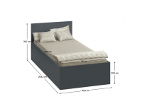 Jednolôžková posteľ s kovovým roštom Doli 90x200 cm - grafit