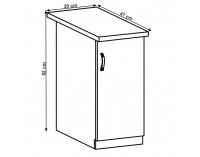 Dolná kuchynská skrinka Layla D30 P - sivá matná / biela