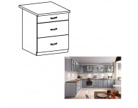 Dolná kuchynská skrinka Layla D60S3 - sivá matná / biela