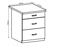 Dolná kuchynská skrinka Layla D60S3 - sivá matná / biela