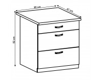 Dolná kuchynská skrinka Layla D80S3 - sivá matná / biela