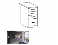 Dolná kuchynská skrinka s úchytkami Langen D40S3 - dub artisan / sivá