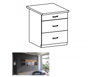 Dolná kuchynská skrinka s úchytkami Langen D60S3 - dub artisan / sivá