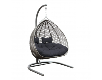 Závesné hojdacie kreslo Dominica - sivý ratan / tmavosivé podušky