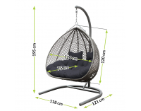 Závesné hojdacie kreslo Dominica - sivý ratan / tmavosivé podušky