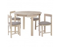 Jedálenský set Domio 1+4 - biela vzor drevo / sivobéžová