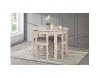 Jedálenský set Domio 1+4 - biela vzor drevo / sivobéžová