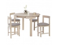 Jedálenský set Domio 1+4 - biela vzor drevo / sivobéžová