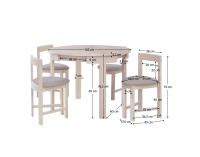 Jedálenský set Domio 1+4 - biela vzor drevo / sivobéžová