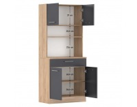 Štvordverový kredenc Domis New - dub artisan / grafit