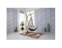 Závesné hojdacie kreslo Dorina - hnedá / vzor kvety