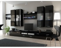Obývacia stena Dream 1 - čierny mat / čierny lesk