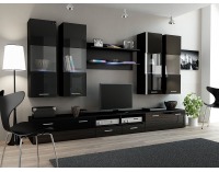 Obývacia stena Dream 1 - čierny mat / čierny lesk