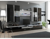Obývacia stena Dream 2 - biely mat / čierny lesk