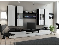 Obývacia stena Dream 2 - čierny mat / biely lesk