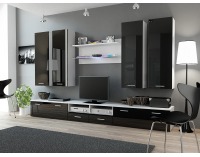 Obývacia stena Dream 3 - biely mat / čierny lesk