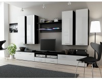 Obývacia stena Dream 3 - čierny mat / biely lesk