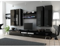 Obývacia stena Dream 3 - čierny mat / čierny lesk