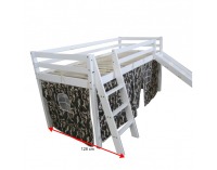 Drevená poschodová posteľ s roštom Verdi 90 - biela / vzor army