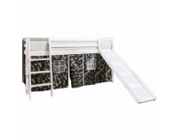 Drevená poschodová posteľ s roštom Verdi 90 - biela / vzor army