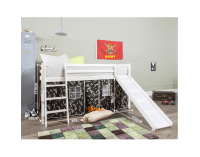 Drevená poschodová posteľ s roštom Verdi 90 - biela / vzor army