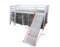 Drevená poschodová posteľ s roštom Verdi 90 - biela / vzor army