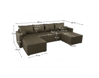 Rohová sedačka U s rozkladom Duan U Uni L/P - hnedá 