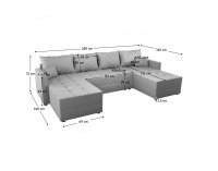 Rohová sedačka U s rozkladom Duan U Uni L/P - sivá
