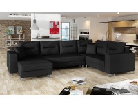 Rohová sedačka U s rozkladom a úložným priestorom Duero P - čierna